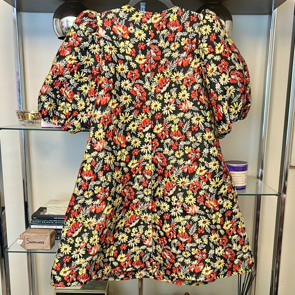 Floral-Jacquard Mini Dress - Picture 4 of 6